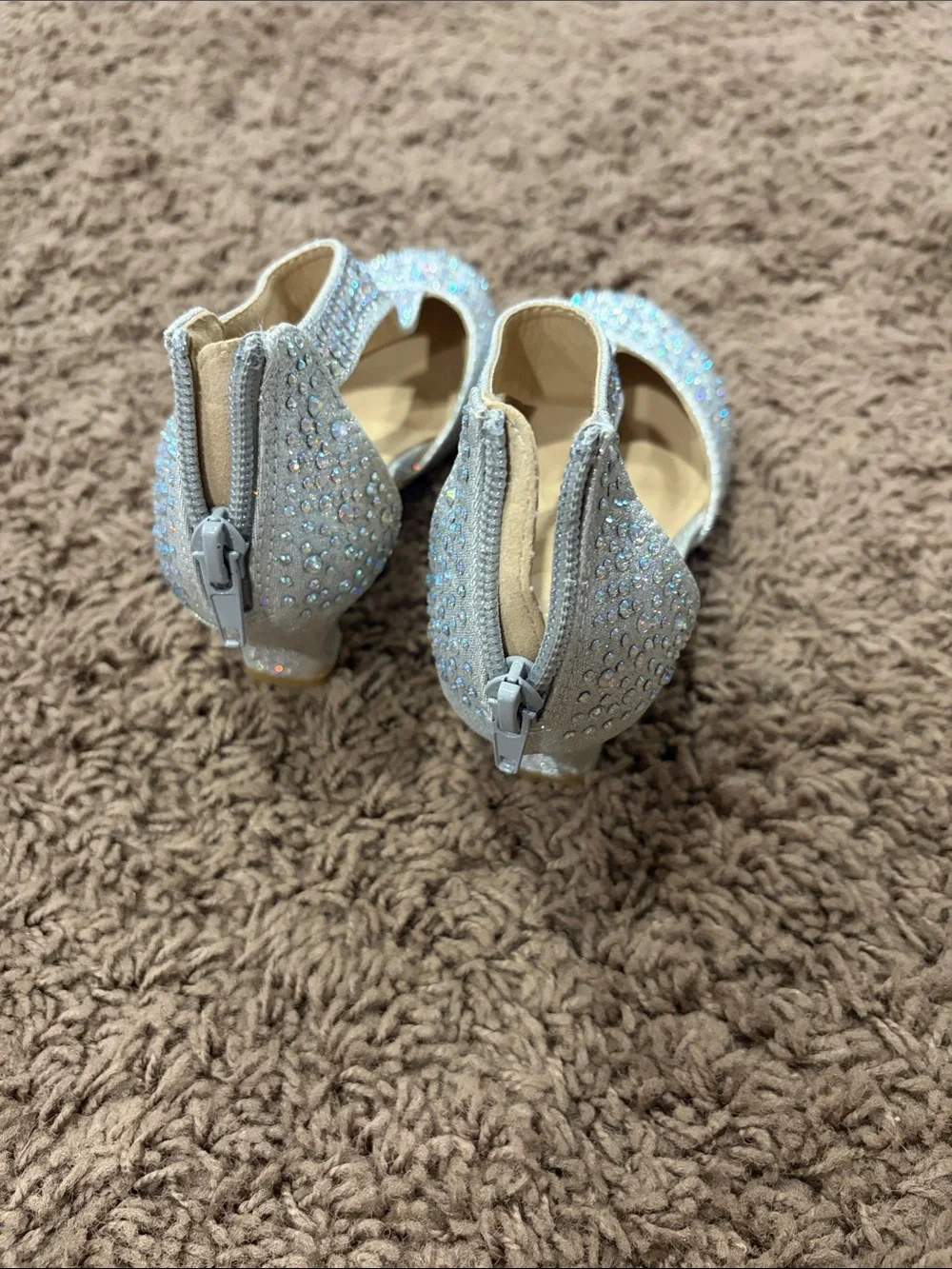 Girls Cream Glitter-Back Chelsea Boots